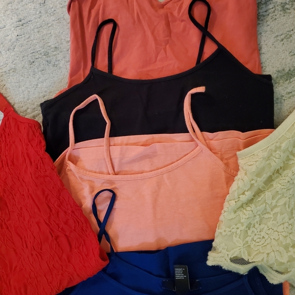 Elegant Women's Tank Tops Set - Red, Coral, Black, Navy, Cream. Like New! - Picture 4 of 4